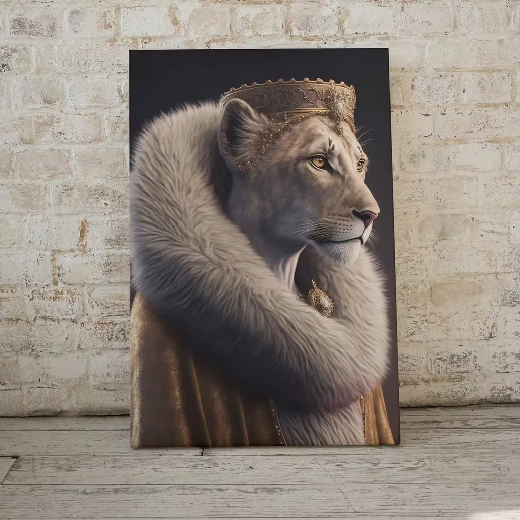 King & Queen Lions Set of 2 Prints. Digital Paintings Printable Wall Art. Couple Lion Poster. 2 Piece Wall Art. Contemporary Lions Portraits – Printable Wall Art Set