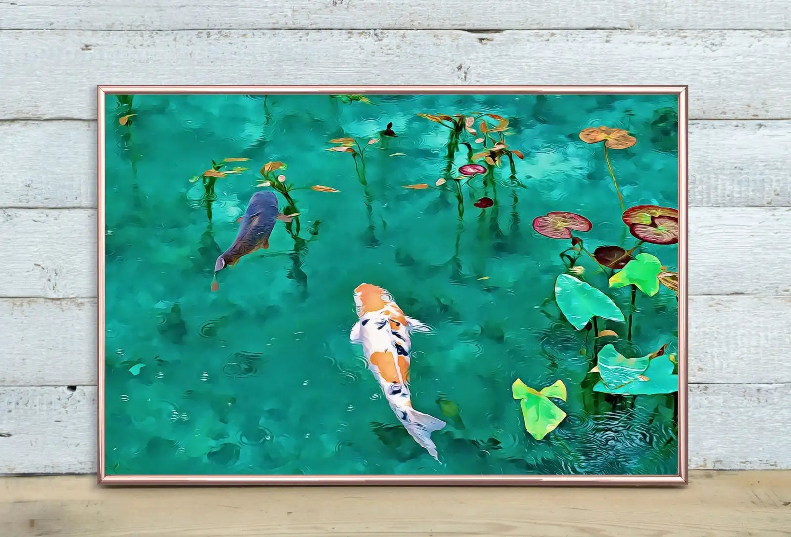 Detail view of artwork from Koi Fish Print. Instant Download Digital Koi Fish Painting. Koi Fish Wall Art. Colorful Wall Art Poster Print Japanese Koi Zen Art. (variation 1)