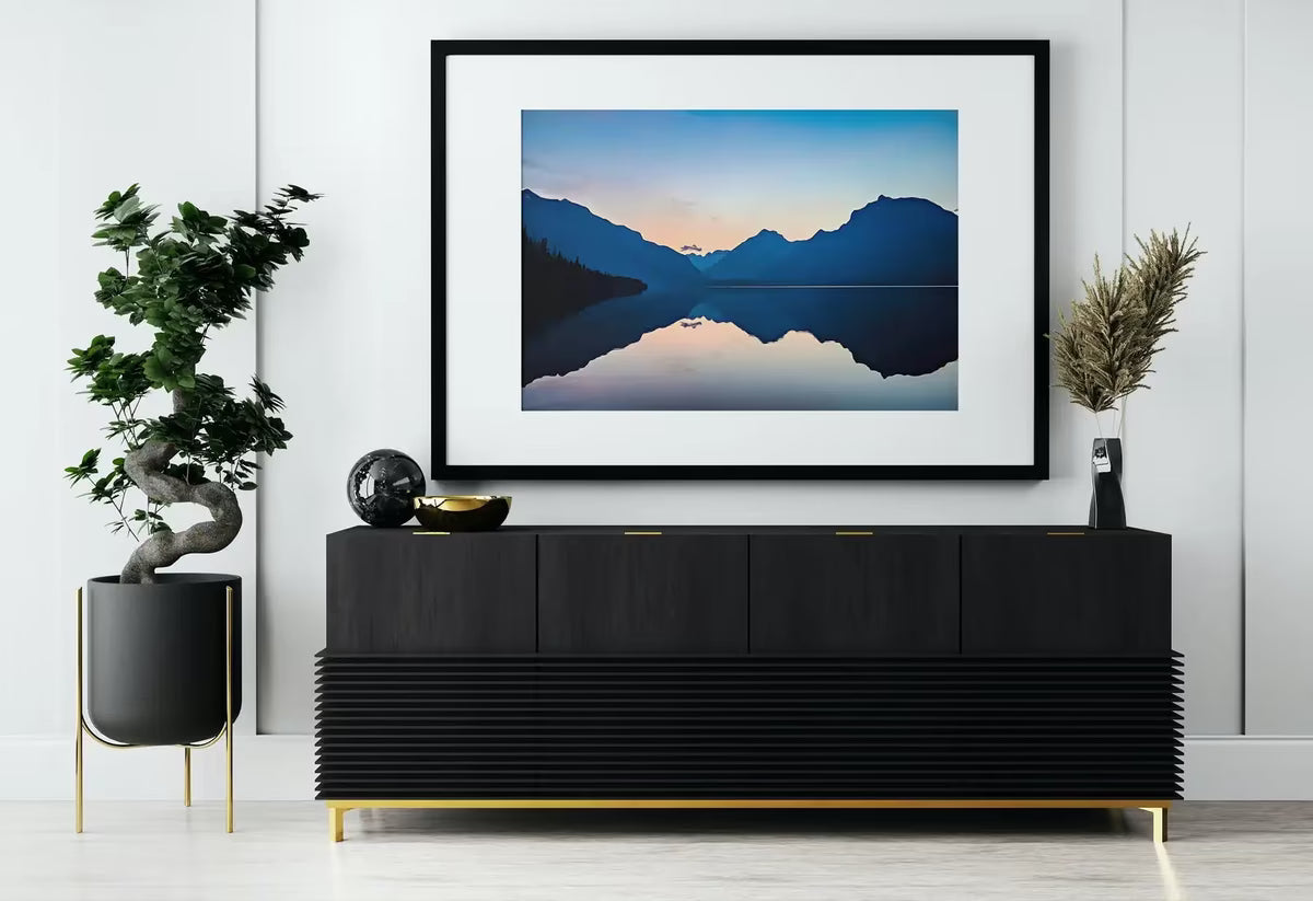 Lake Sunrise with Mountain Landscape Abstract Wall Art Digital Print. Abstract Printable Wall Art Instant Download Colorful Minimalist Decor – Printable Wall Art