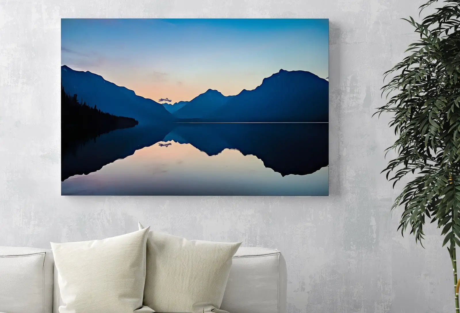 Detail view of artwork from Lake Sunrise with Mountain Landscape Abstract Wall Art Digital Print. Abstract Printable Wall Art Instant Download Colorful Minimalist Decor. (variation 1)