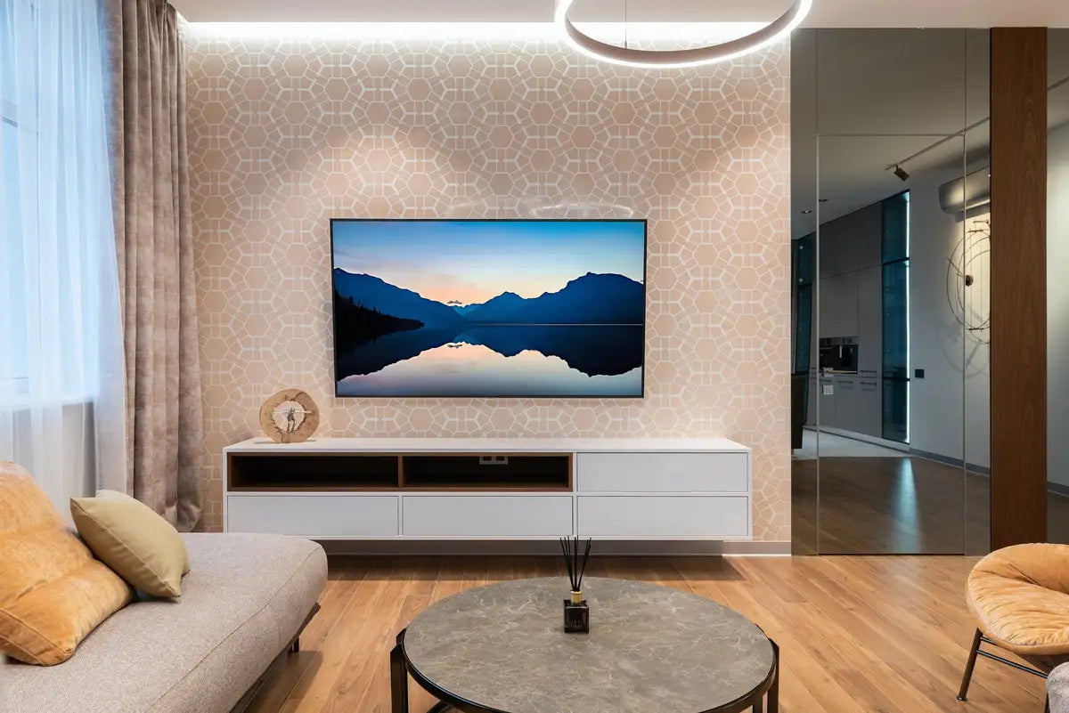Tableau 4K pour Samsung Frame TV - Lever de Soleil sur le Lac avec Paysage de Montagne. Art abstrait du soir pour la télévision Samsung. Téléchargement numérique pour Samsung Frame. Art pour Frame TV.