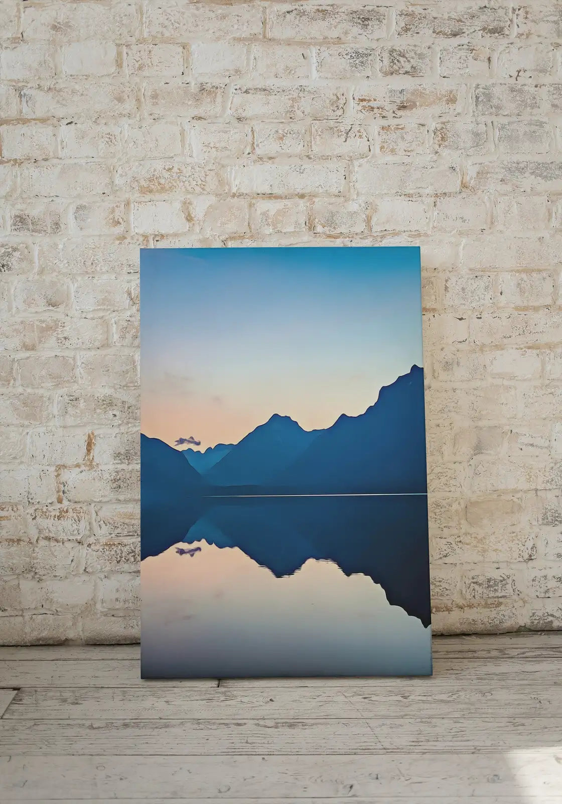 Detail view of artwork from Lake Sunrise with Mountain Vertical Abstract Wall Art Digital Print. Abstract Printable Wall Art Instant Download. Colorful Minimalist Decor. (variation 1)