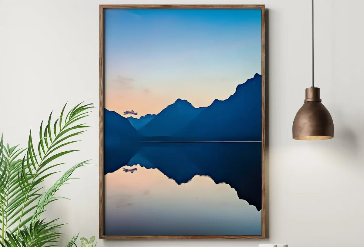 Lake Sunrise with Mountain Vertical Abstract Wall Art Digital Print. Abstract Printable Wall Art Instant Download. Colorful Minimalist Decor – Printable Wall Art