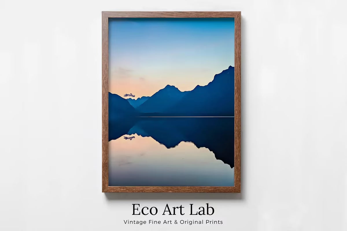 Lake Sunrise with Mountain Vertical Abstract Wall Art Digital Print. Abstract Printable Wall Art Instant Download. Colorful Minimalist Decor – Printable Wall Art