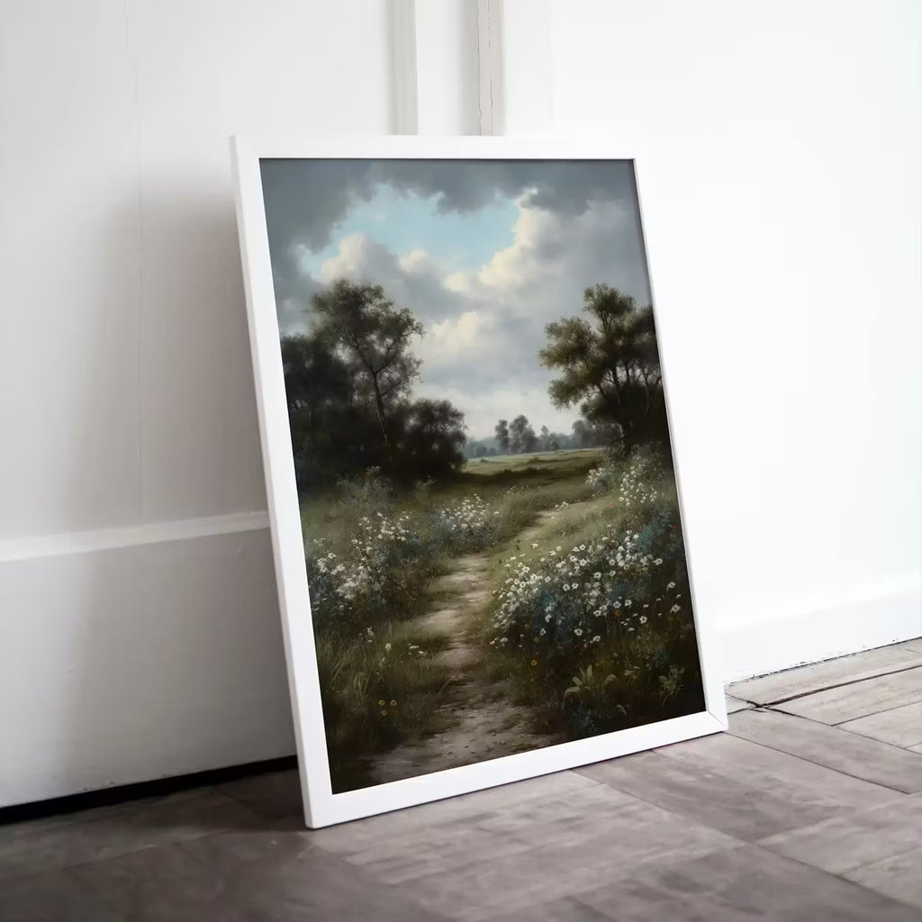 Landscape Art Print | Floral Country Field Wall Art | Landscape Oil Painting | Wildflower Field Printable Art |  – Printable Wall Art