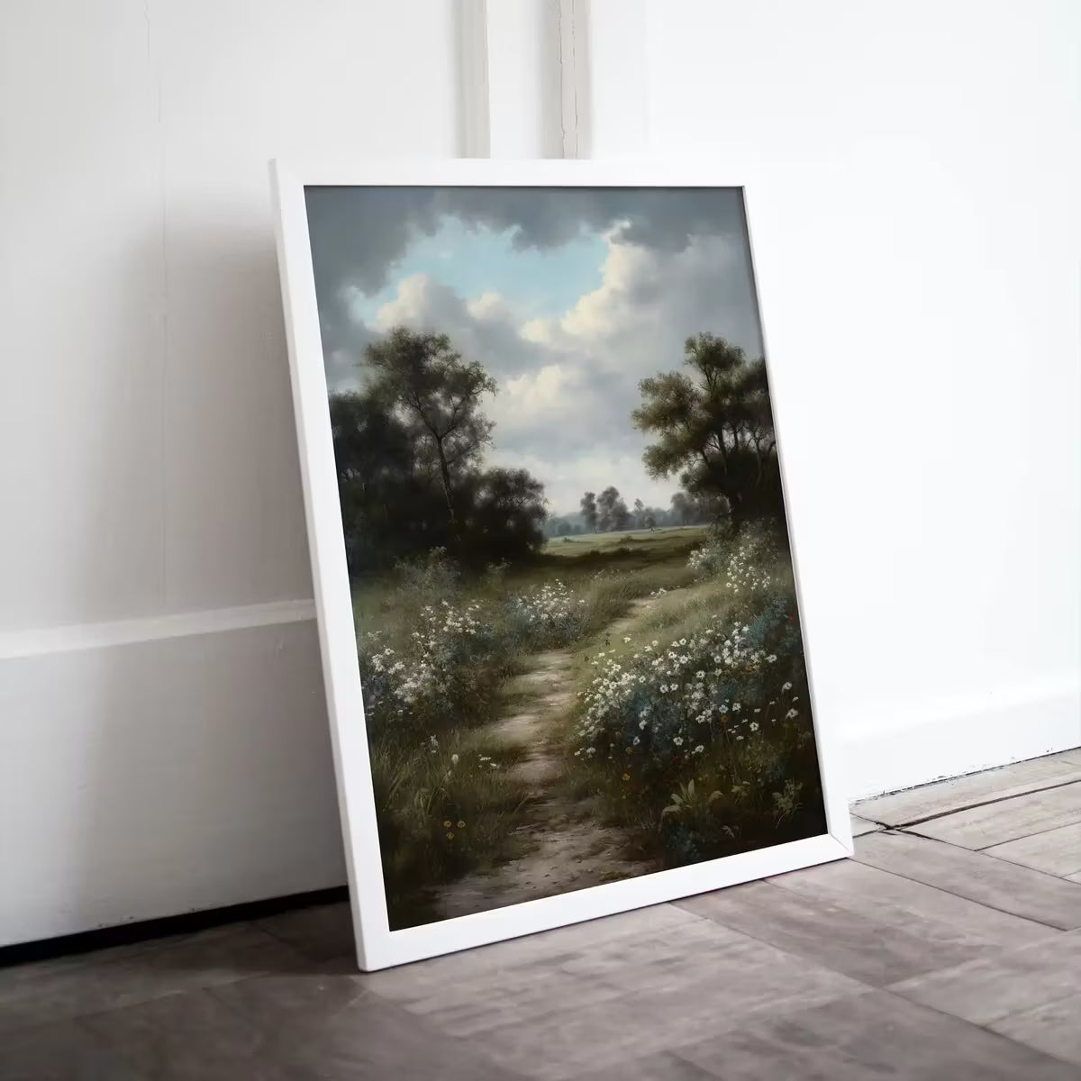 Landscape Art Print | Floral Country Field Wall Art | Landscape Oil Painting | Wildflower Field Printable Art |  – Printable Wall Art