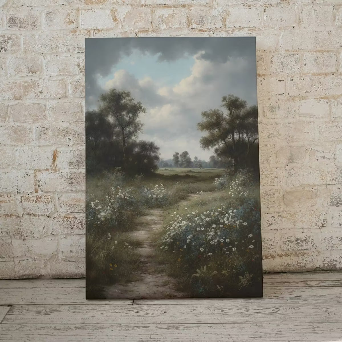 Landscape Art Print | Floral Country Field Wall Art | Landscape Oil Painting | Wildflower Field Printable Art |  – Printable Wall Art