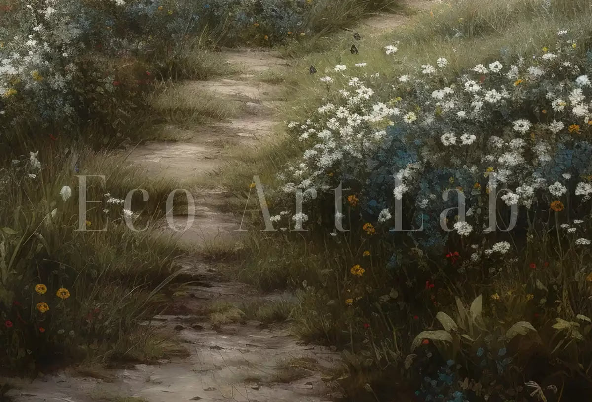 Landscape Art Print | Floral Country Field Wall Art | Landscape Oil Painting | Wildflower Field Printable Art |  – Printable Wall Art