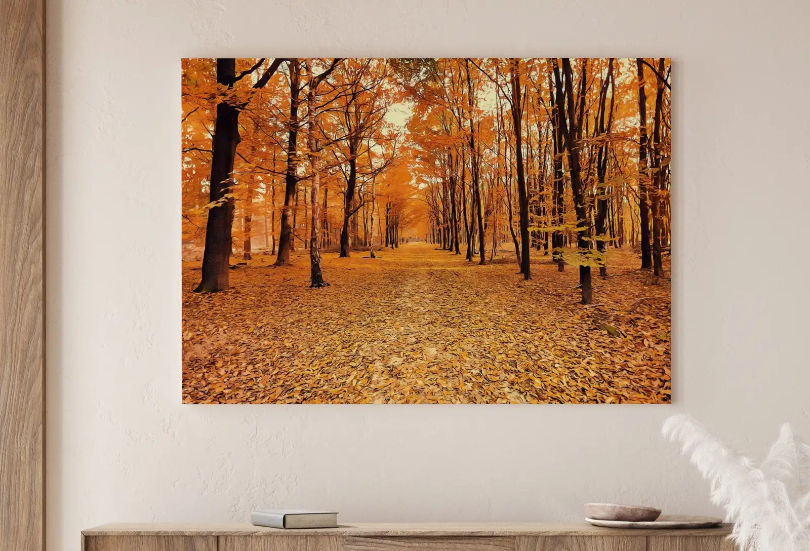 Detail view of artwork from Landscape Forest Trail Autumn Digital Painting. Printable Fall Wall Art, for Home or Office Decor, Nature Print Digital Art Instant Download. (variation 1)