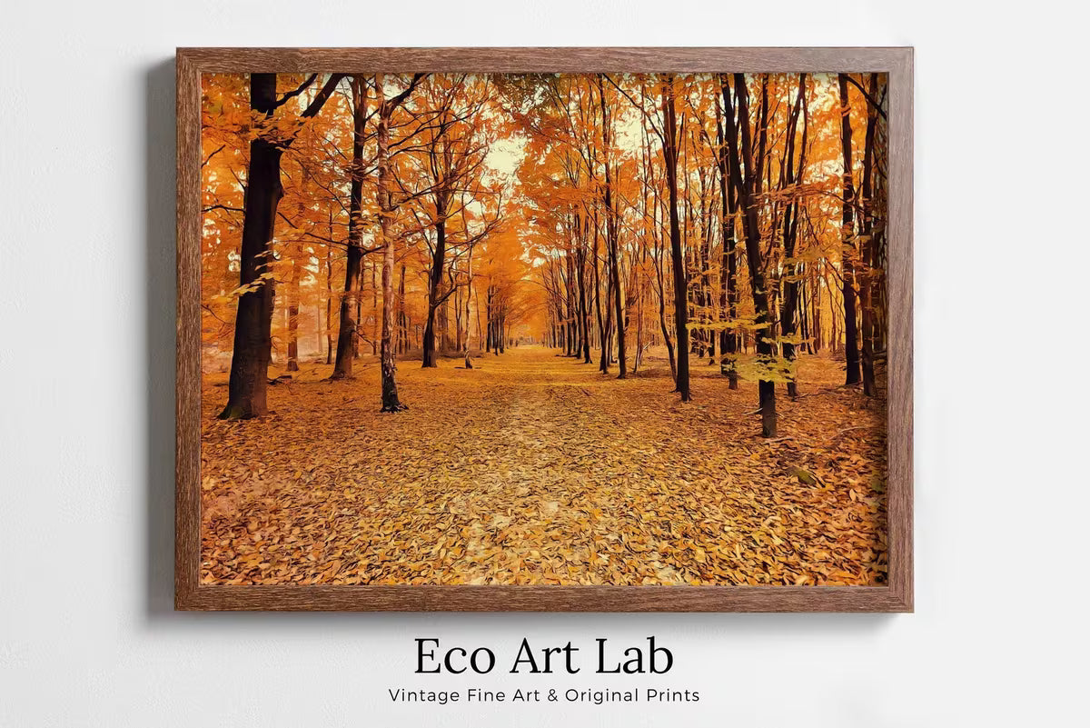 Landscape Forest Trail Autumn Digital Painting. Printable Fall Wall Art, for Home or Office Decor, Nature Print Digital Art Instant Download – Printable Wall Art