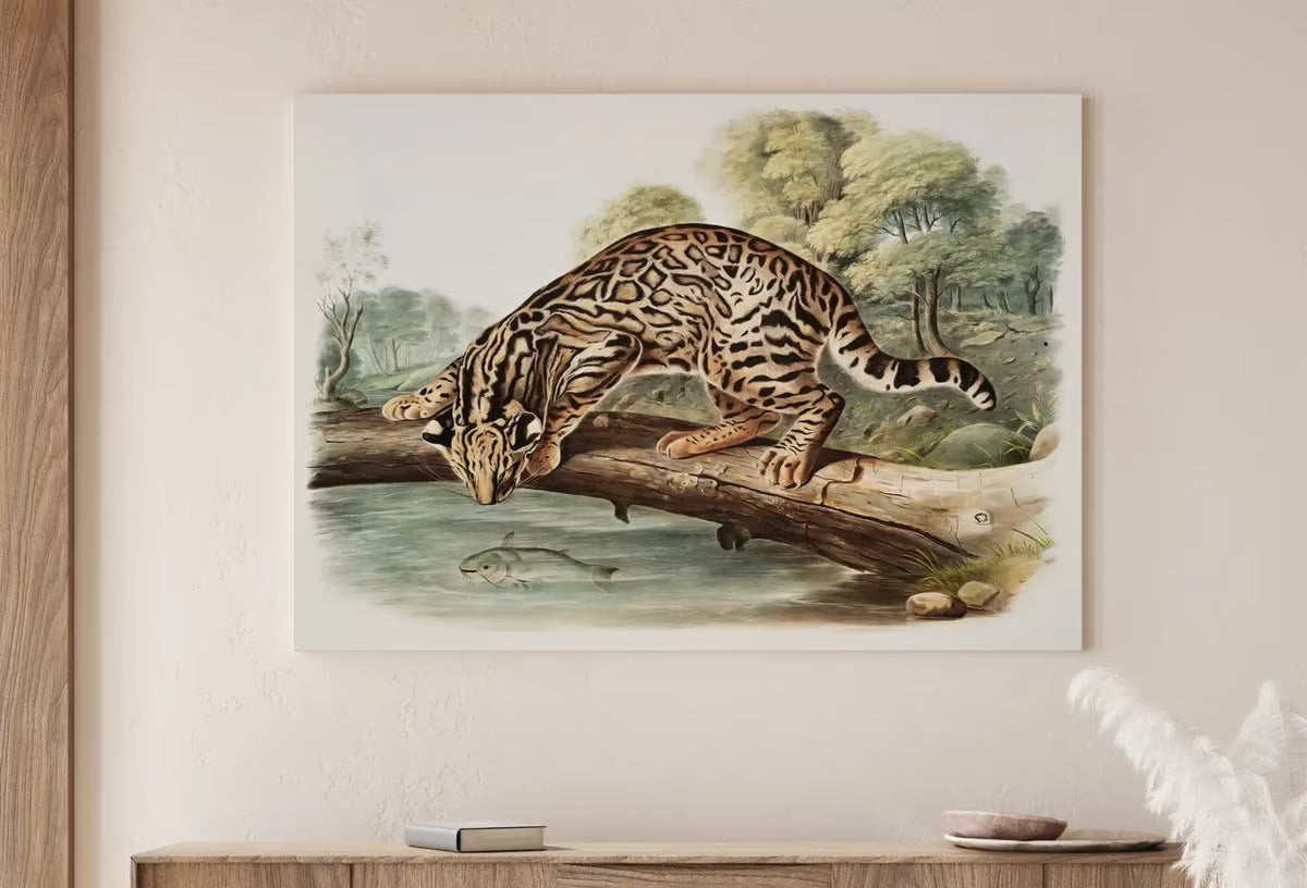 Leopard-Cat Wall Art Vintage Painting. Vintage Animal Print. Ocelot Printable Wall Art, . Digital Painting. Nature Art Print – Printable Wall Art