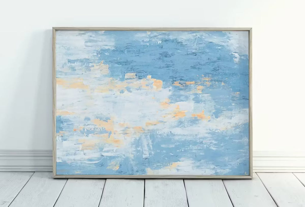 Light Blue Modern Canvas Abstract Texture Painting. Minimalist Decor. Instant Download Blue Texture Art. Printable Cracked Paint Wall Art – Printable Wall Art