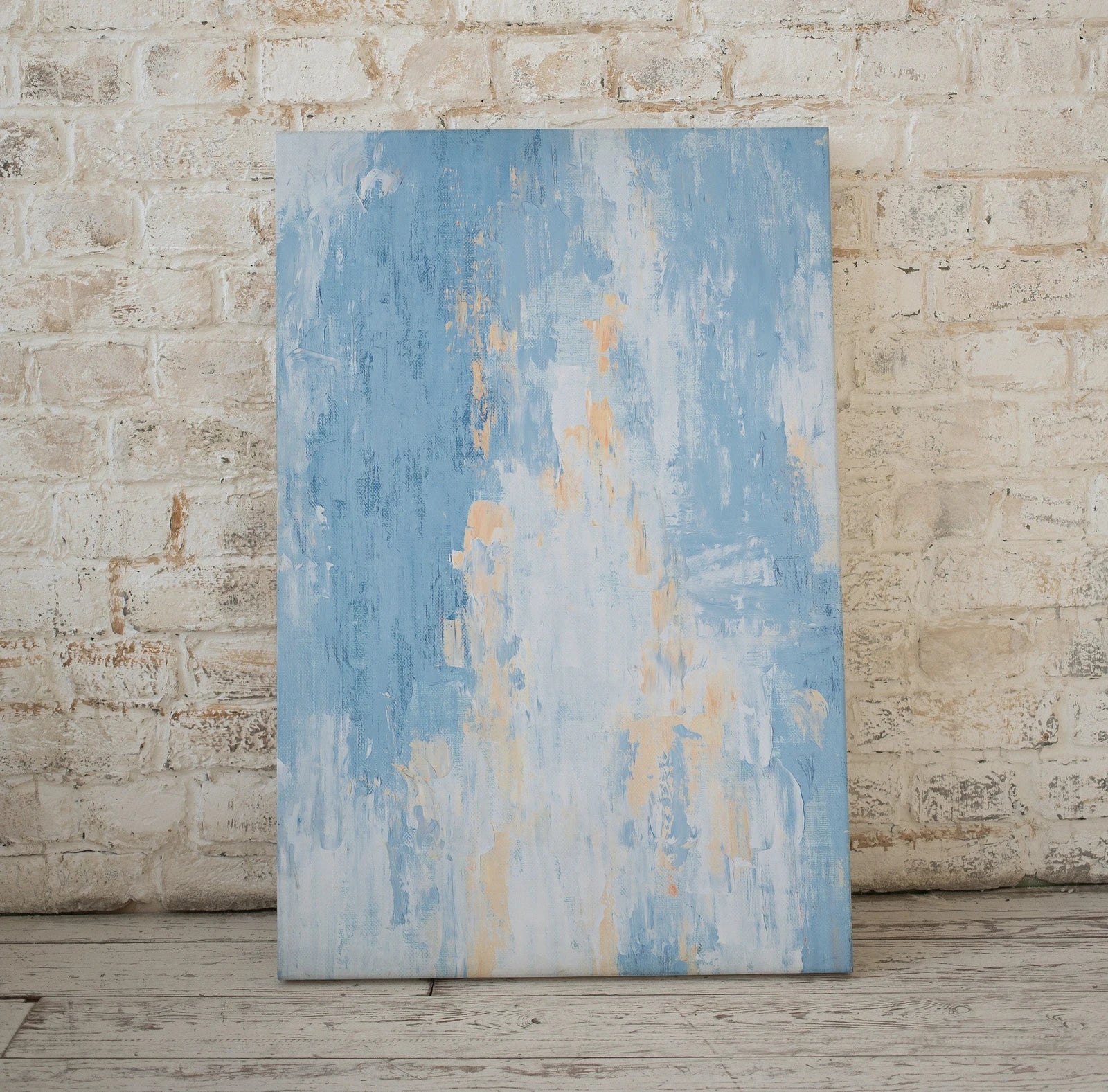Detail view of artwork from Light Blue Modern Canvas Abstract Texture Painting. Minimalist Decor. Instant Download Blue Texture Art. Printable Cracked Paint Wall Art. (variation 1)