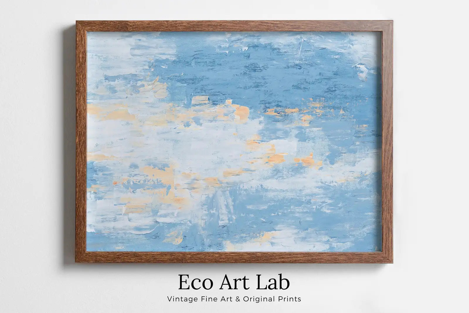 Framed view of Light Blue Modern Canvas Abstract Texture Painting. Minimalist Decor. Instant Download Blue Texture Art. Printable Cracked Paint Wall Art – printable wall art digital download.