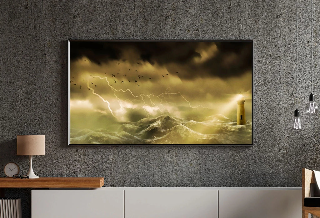Lighthouse in a Stormy Sea Frame TV Art, Digital Download. Digital Art for TV: Coastal Wall Art, Ocean Artwork for The Frame TV – Frame TV Digital Download Art – Digital Download