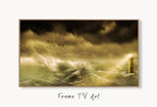 Lighthouse in a Stormy Sea Frame TV Art, Digital Download. Digital Art for TV: Coastal Wall Art, Ocean Artwork for The Frame TV – Frame TV Digital Download Art – Digital Download