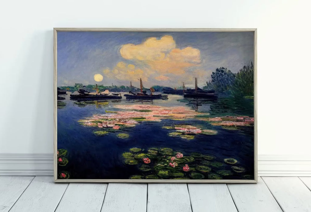 Lilies on Lake View Monet Inspired Digital Painting. Instant Download Floral Decor. Monet Botanical Print Printable Wall Art. Abstract Decor – Printable Wall Art