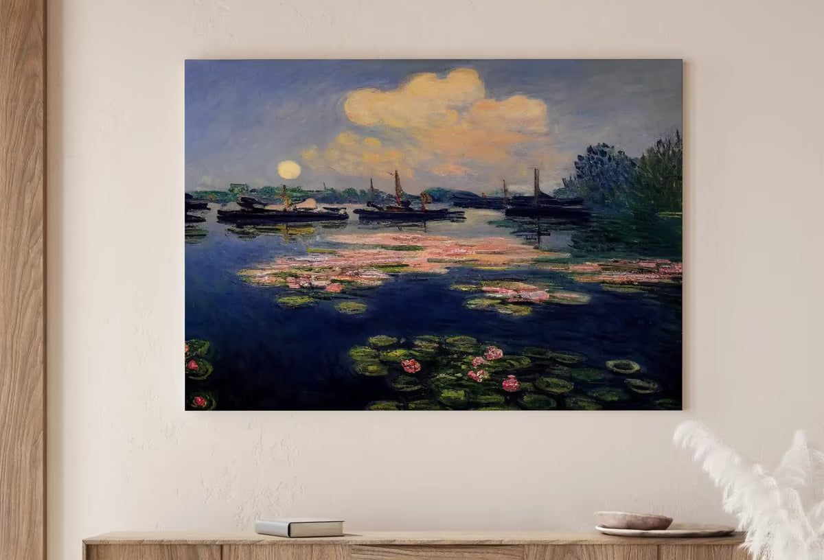 Lilies on Lake View Monet Inspired Digital Painting. Instant Download Floral Decor. Monet Botanical Print Printable Wall Art. Abstract Decor – Printable Wall Art