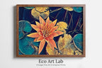 Framed view of Lotus Flower Art – printable wall art digital download. (variation 1)