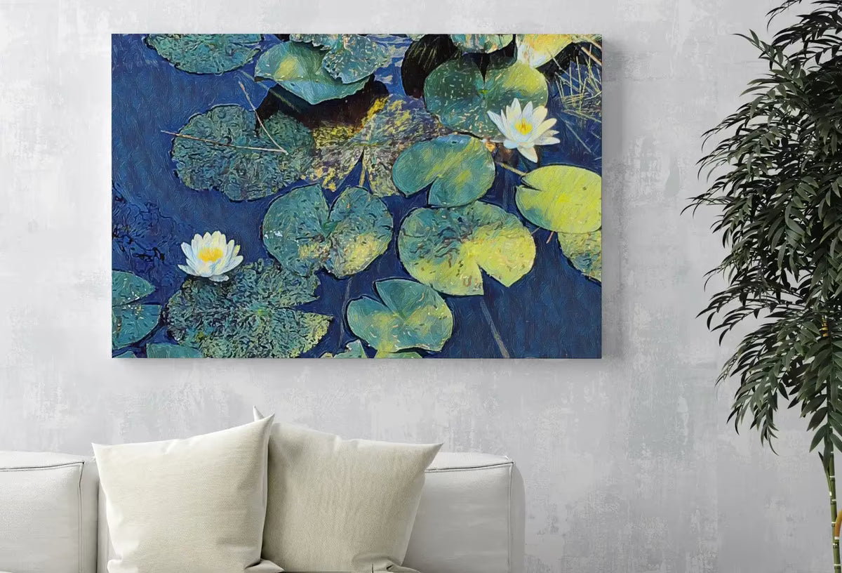 Lotus Flower Art | Botanical Wall Art | Flower Wall Decor | Blooming Lotus Flowers in Blue Digital Painting | Floral Art | Printable Art – Printable Wall Art