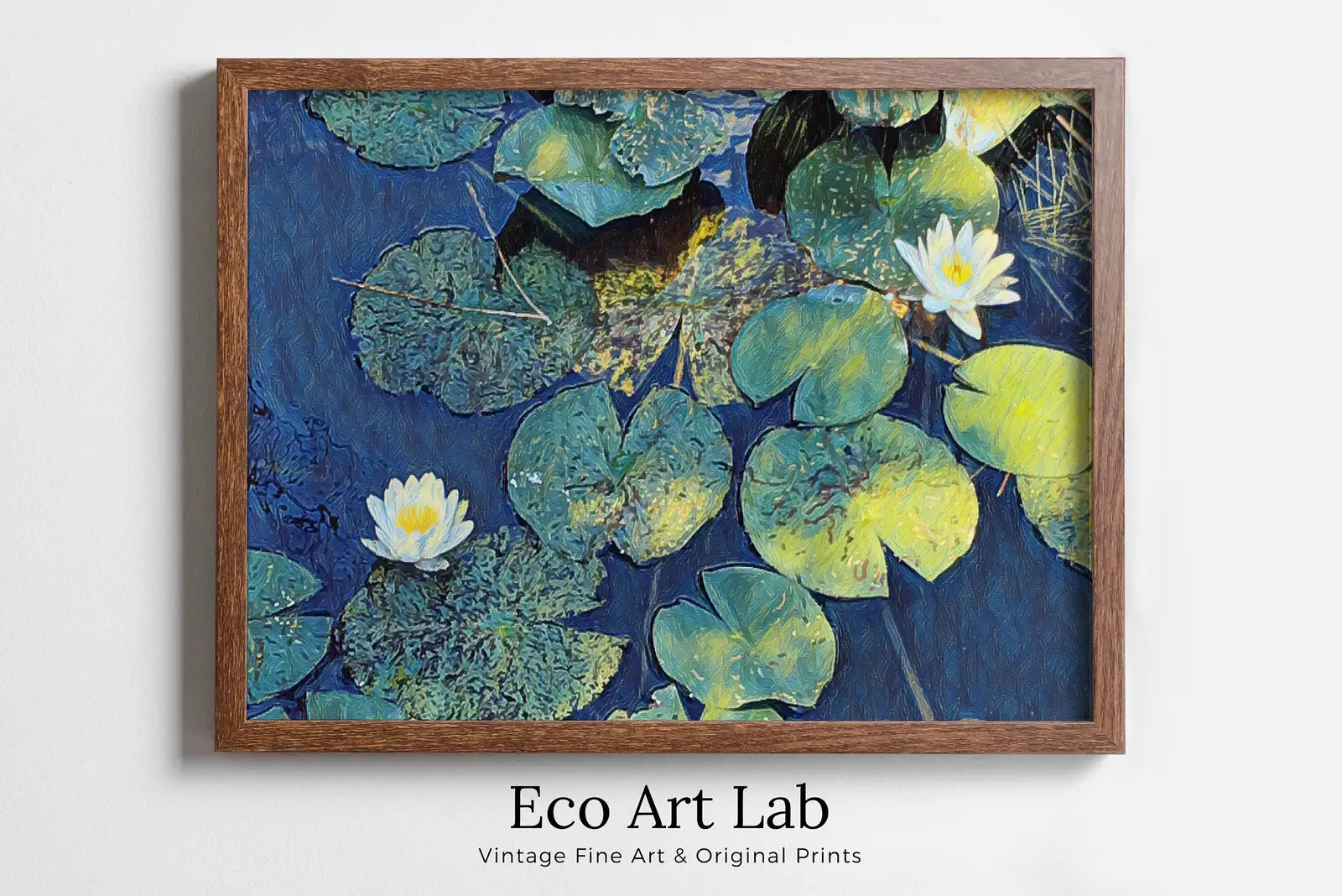 Framed view of Lotus Flower Art – printable wall art digital download. (variation 3)