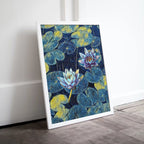 Lotus Flower Art | Botanical Wall Art | Flower Wall Decor | Blooming Lotus in Blue Digital Painting | Floral Art | Printable Download – Printable Wall Art