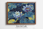 Framed view of Lotus Flower Art – printable wall art digital download. (variation 5)