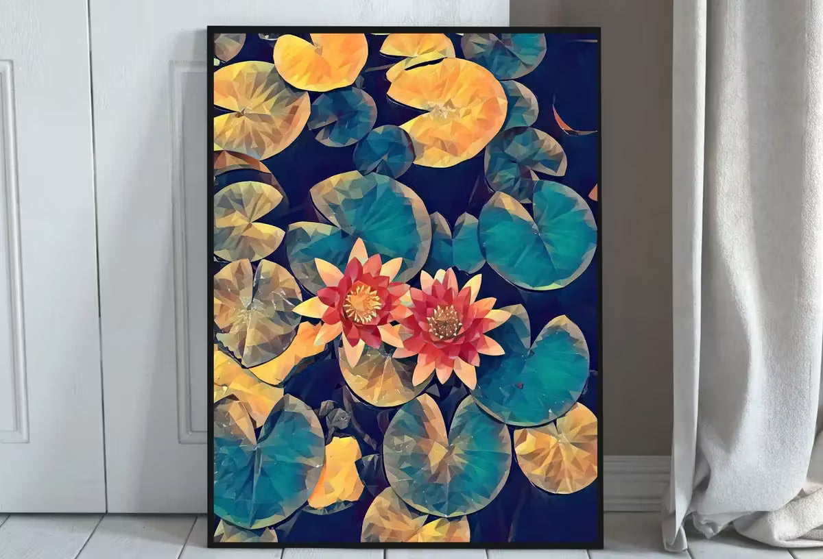 Lotus Flower Art | Botanical Wall Art | Flower Wall Decor | Lotus Flowers on Water Digital Painting | Floral Art | Printable Download – Printable Wall Art