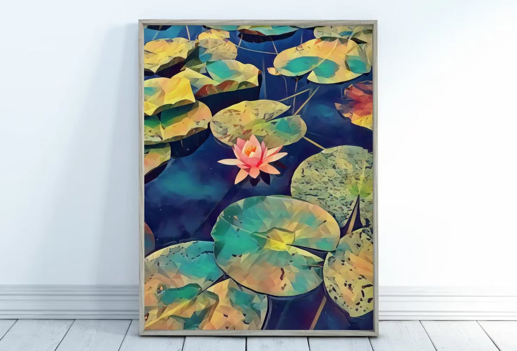 Lotus Flower Art | Botanical Wall Art | Flower Wall Decor | Single Pink Lotus Flower Digital Painting | Floral Art | Printable Download – Printable Wall Art