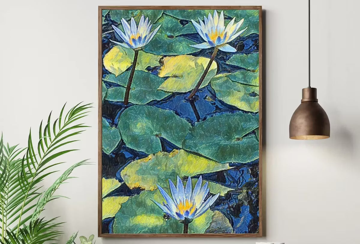 Lotus Flower Art | Botanical Wall Art | Flower Wall Decor | Three Blooming Lotus Flowers Digital Painting | Floral Art | Digital Printable – Printable Wall Art