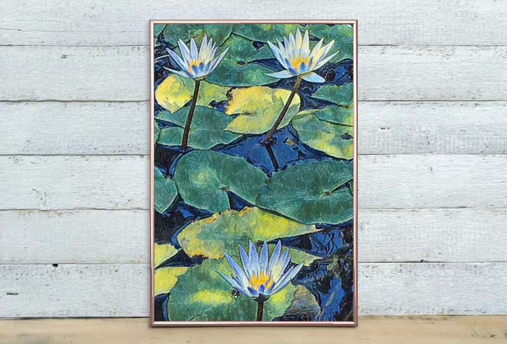 Lotus Flower Art | Botanical Wall Art | Flower Wall Decor | Three Blooming Lotus Flowers Digital Painting | Floral Art | Digital Printable – Printable Wall Art