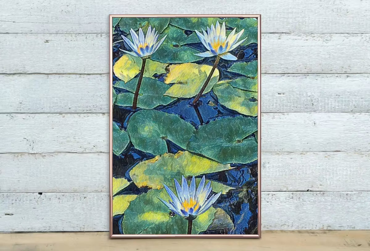 Lotus Flower Art | Botanical Wall Art | Flower Wall Decor | Three Blooming Lotus Flowers Digital Painting | Floral Art | Digital Printable – Printable Wall Art