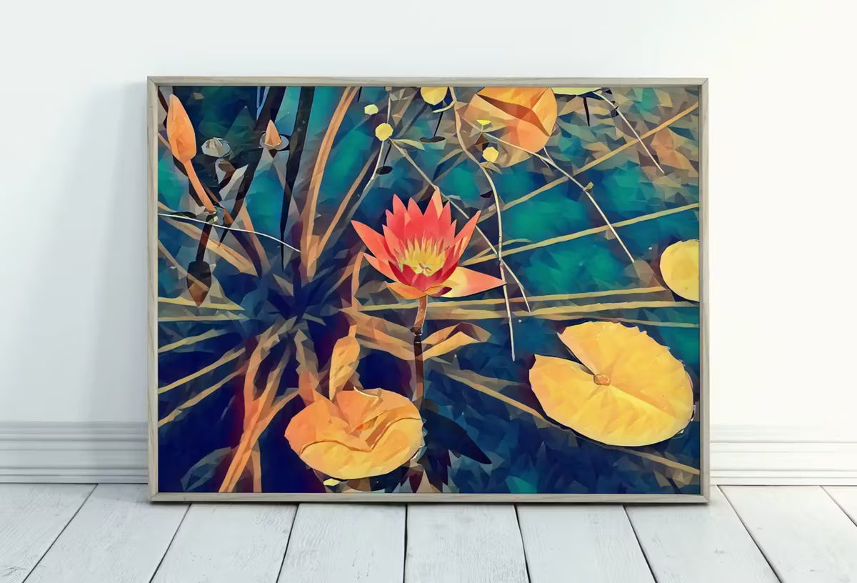 Lotus Flower Botanical Wall Art. Flower Wall Decor. Lotus Flower on Water Digital Painting. Floral Art | Printable Download – Printable Wall Art