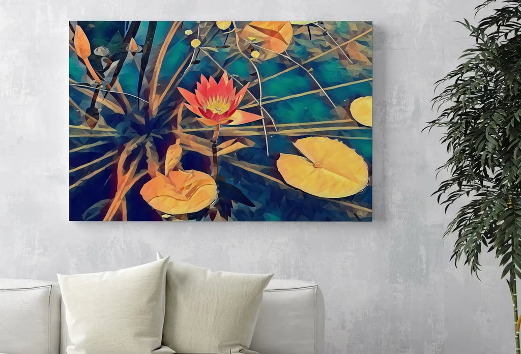 Lotus Flower Botanical Wall Art. Flower Wall Decor. Lotus Flower on Water Digital Painting. Floral Art | Printable Download – Printable Wall Art