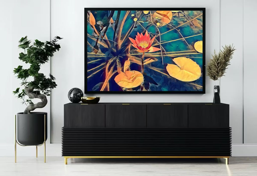 Lotus Flower Botanical Wall Art. Flower Wall Decor. Lotus Flower on Water Digital Painting. Floral Art | Printable Download – Printable Wall Art