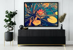 Detail view of artwork from Lotus Flower Botanical Wall Art. Flower Wall Decor. Lotus Flower on Water Digital Painting. Floral Art. (variation 1)