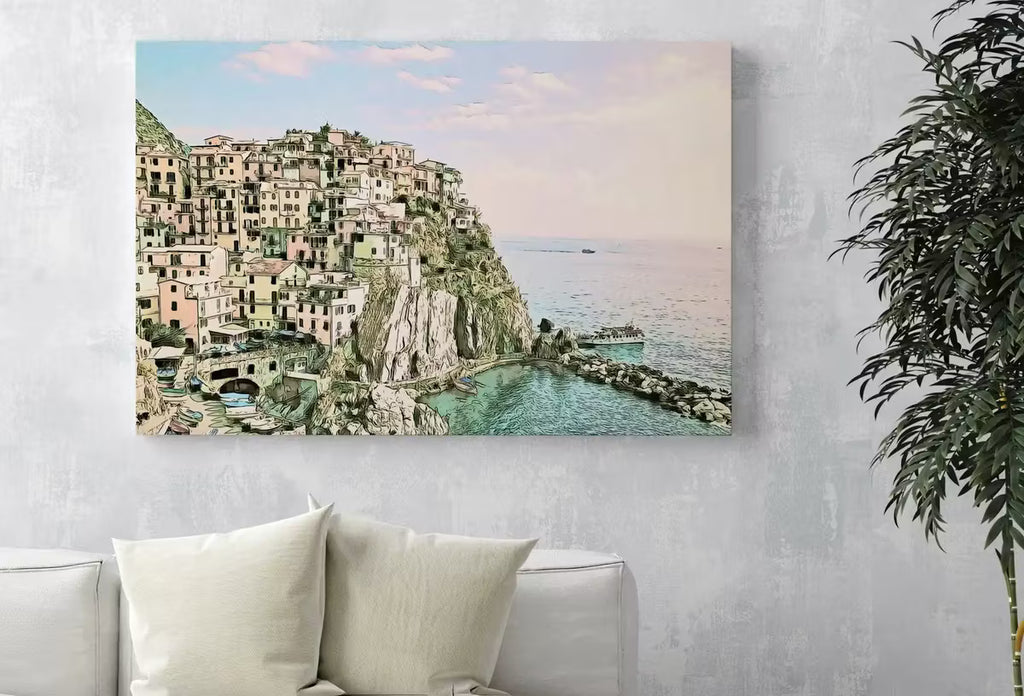 Manarola Italy Wall Art Landscape Printable Wall Art. Instant Download Italy Poster Sunset Wall Art. Colorful Pastel Home Decor, Digital Art – Printable Wall Art Set