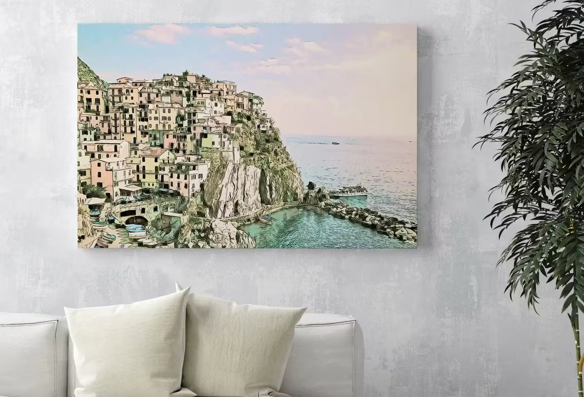 Manarola Italy Wall Art Landscape Printable Wall Art. Instant Download Italy Poster Sunset Wall Art. Colorful Pastel Home Decor, Digital Art – Printable Wall Art Set