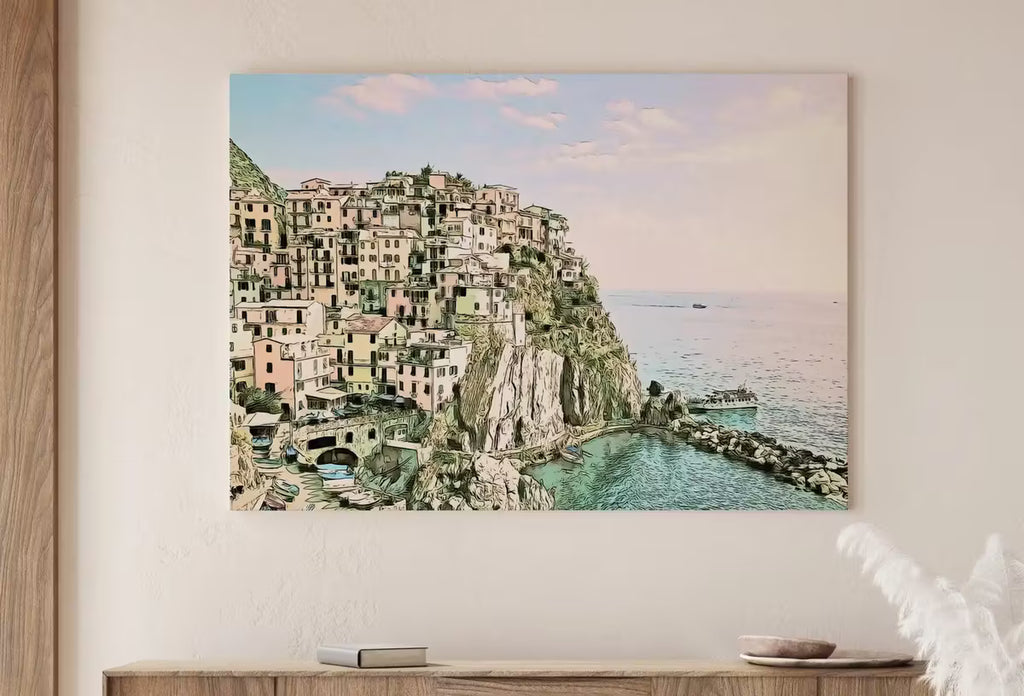Manarola Italy Wall Art Landscape Printable Wall Art. Instant Download Italy Poster Sunset Wall Art. Colorful Pastel Home Decor, Digital Art – Printable Wall Art Set