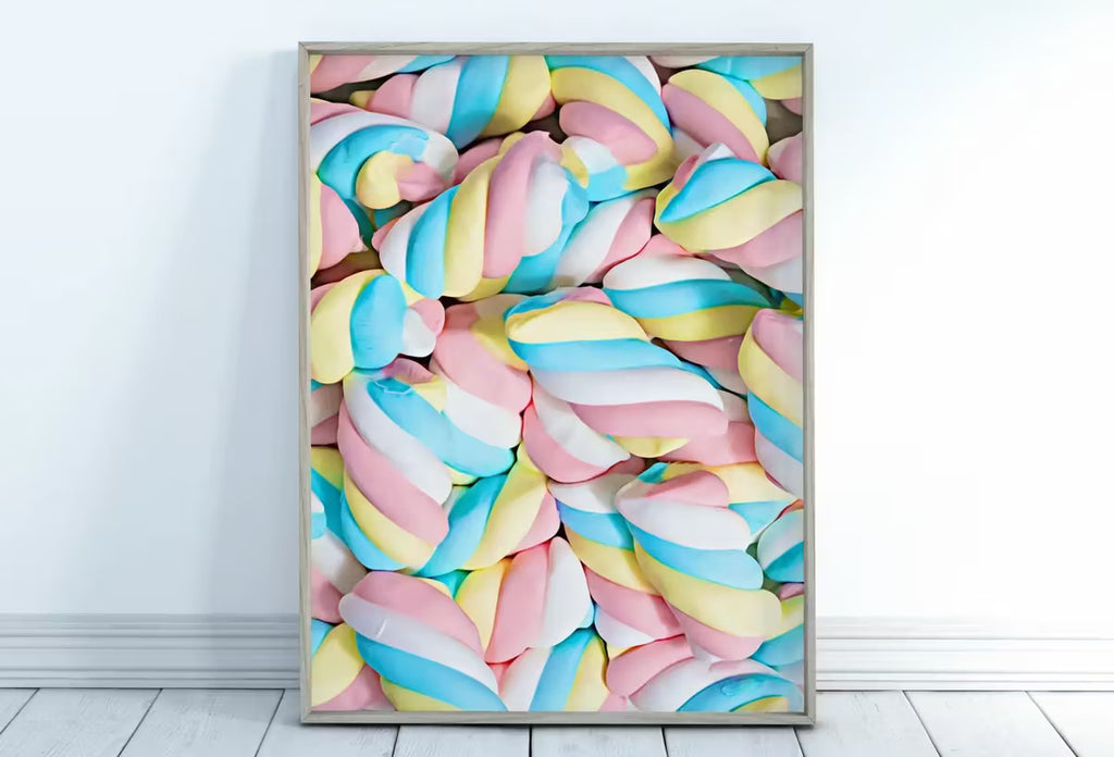 Marshmallow Wall Poster, Pastel Candy Wall Print, Printable Wall Art, Instant Download Pastel Nursery Decor, Fun Wall Prints, Sweets Decor – Printable Wall Art