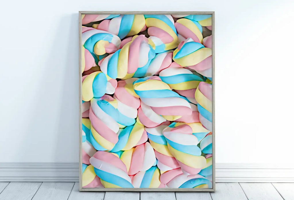 Included artwork preview showing first selection of artworks from Marshmallow Wall Poster, Pastel Candy Wall Print, Printable Wall Art, Instant Download Pastel Nursery Decor, Fun Wall Prints, Sweets Decor.