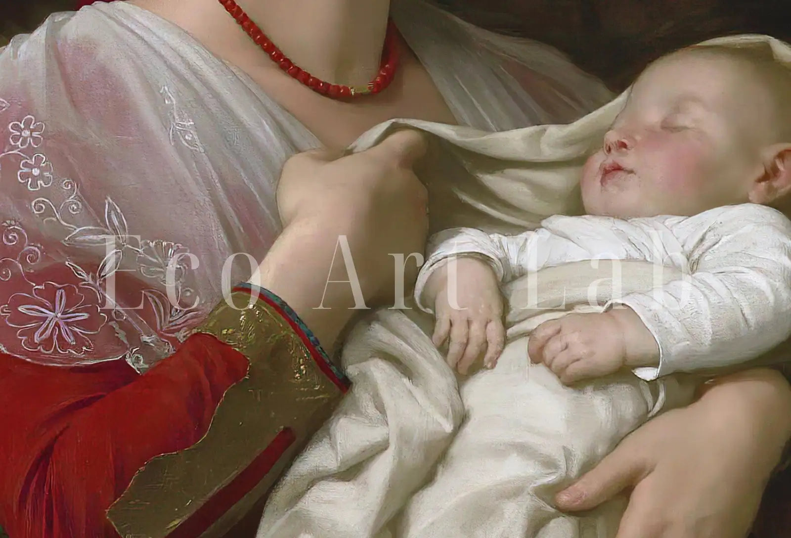 Detail view of artwork from Maternal Admiration. Vintage Mother and Child Painting, Nursery Art. Printable Wall Art. Motherhood Art Print. Antique Downloadable Art.. (variation 1)