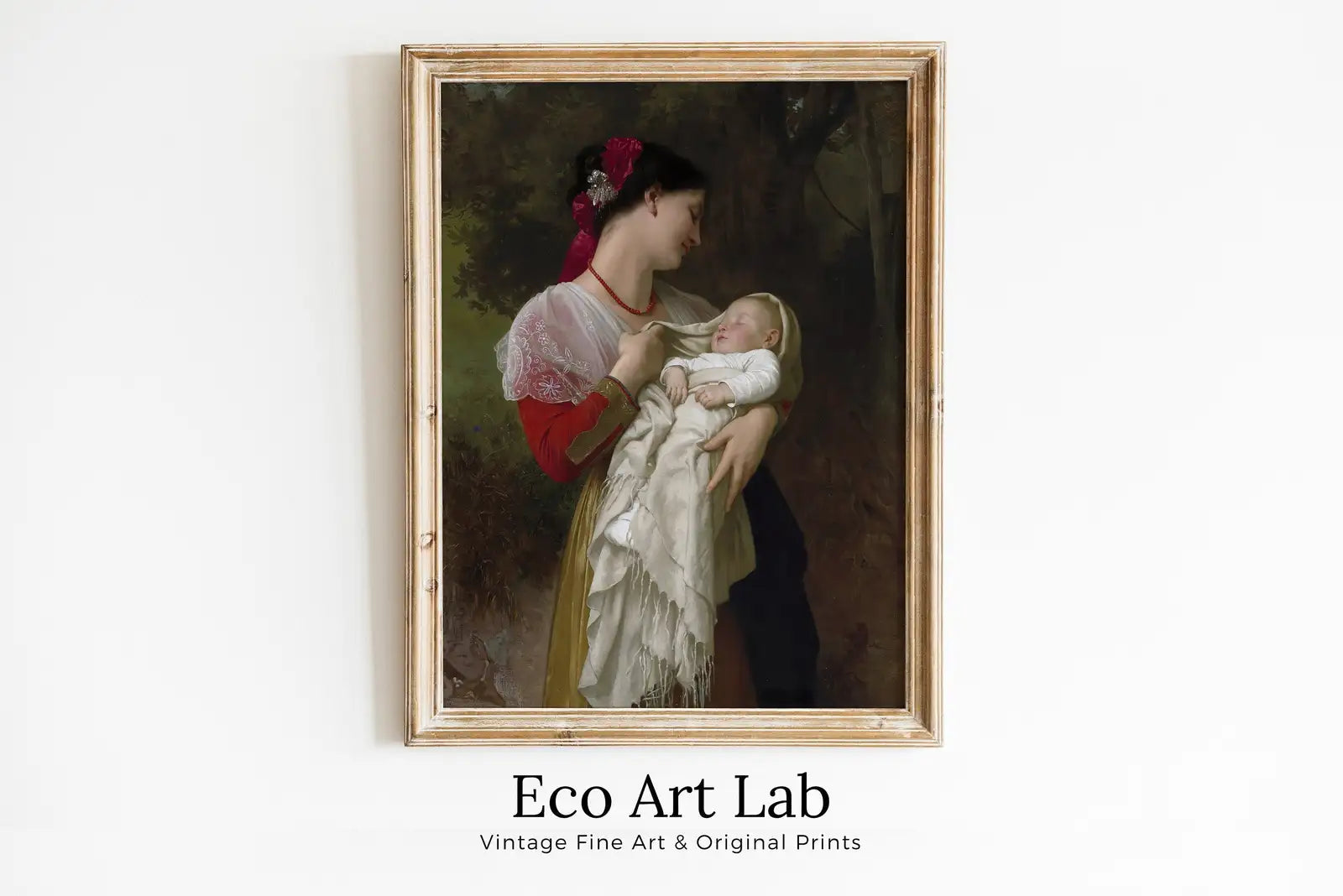 Framed view of Maternal Admiration. Vintage Mother and Child Painting, Nursery Art. Printable Wall Art. Motherhood Art Print. Antique Downloadable Art. – printable wall art digital download.