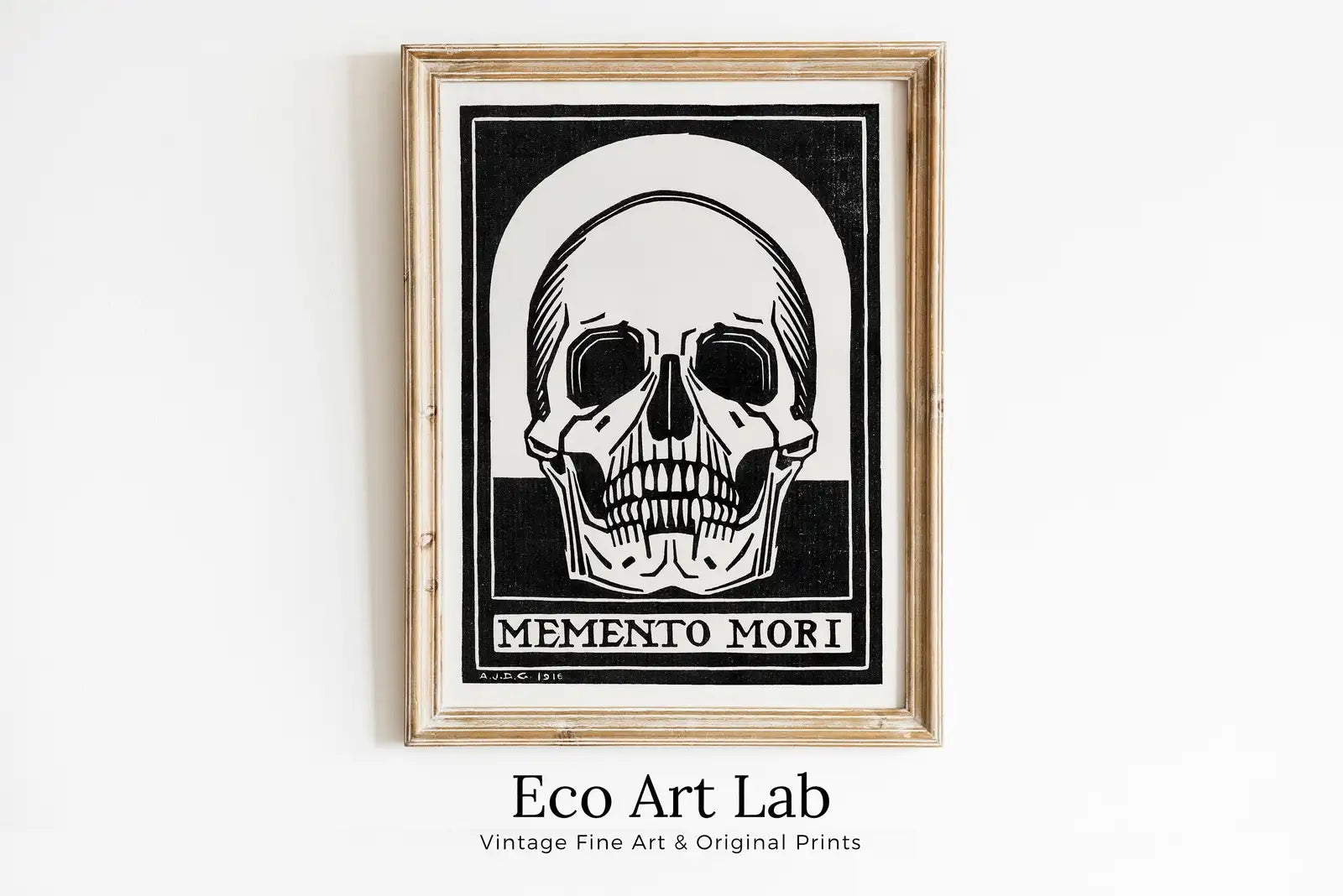 Framed view of Memento Mori Vintage Art Nouveau Print Skull Wall Art. Instant Download Retro Print, Julie De Graag Printable Wall Art. Art Nouveau Poster – printable wall art digital download.