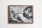 Included artwork preview showing first selection of artworks from Michelangelo The Creation of Adam Famous Painting Altered in Black & White. Printable Vintage Classic Painting Reproduction Downloadable Art. (variation 2)