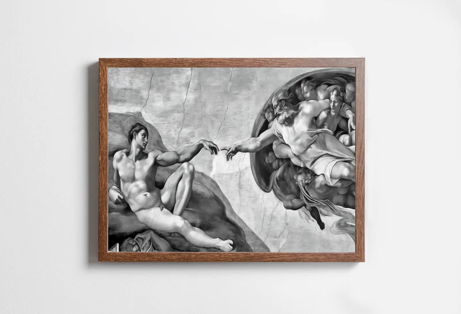 Included artwork preview showing first selection of artworks from Michelangelo The Creation of Adam Famous Painting Altered in Black & White. Printable Vintage Classic Painting Reproduction Downloadable Art. (variation 2)