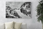 Second included artwork preview from Michelangelo The Creation of Adam Famous Painting Altered in Black & White. Printable Vintage Classic Painting Reproduction Downloadable Art featuring various scenes. (variation 2)
