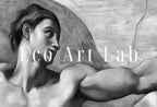 Detail view of artwork from Michelangelo The Creation of Adam Famous Painting Altered in Black & White. Printable Vintage Classic Painting Reproduction Downloadable Art. (variation 8)