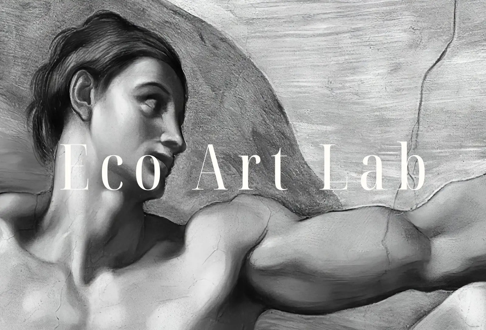 Detail view of artwork from Michelangelo The Creation of Adam Famous Painting Altered in Black & White. Printable Vintage Classic Painting Reproduction Downloadable Art. (variation 8)