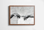 Included artwork preview showing first selection of artworks from Michelangelo The Creation of Adam Famous Painting Reaching Hands in Black & White. Printable Vintage Classic Painting Downloadable Art.